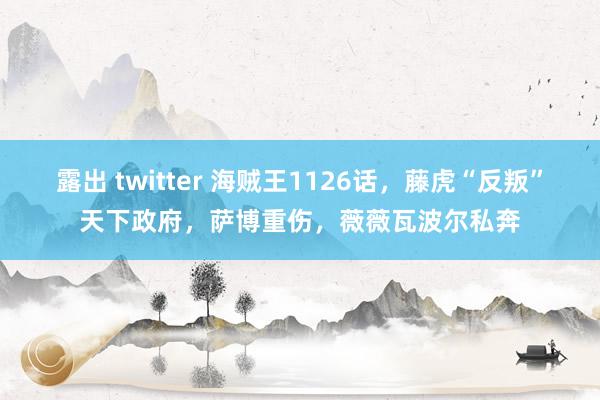 露出 twitter 海贼王1126话，藤虎“反叛”天下政府，萨博重伤，薇薇瓦波尔私奔