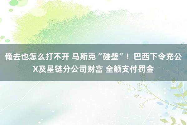 俺去也怎么打不开 马斯克“碰壁”！巴西下令充公X及星链分公司财富 全额支付罚金