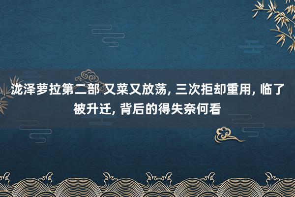 泷泽萝拉第二部 又菜又放荡, 三次拒却重用, 临了被升迁, 背后的得失奈何看