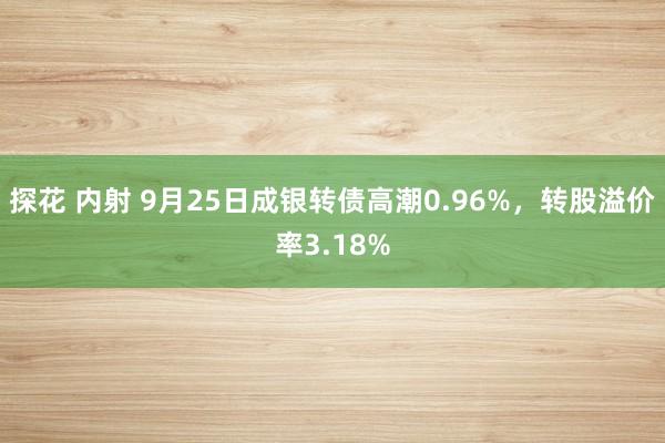 探花 内射 9月25日成银转债高潮0.96%，转股溢价率3.18%