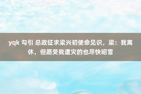 yqk 勾引 总政征求梁兴初使命见识，梁：我离休，但愿受我遭灾的也尽快昭雪