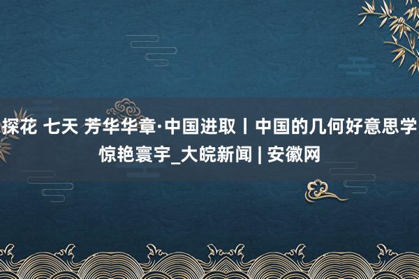 探花 七天 芳华华章·中国进取丨中国的几何好意思学惊艳寰宇_大皖新闻 | 安徽网