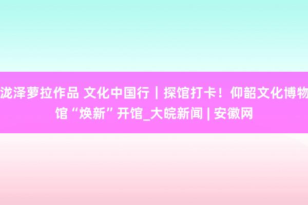 泷泽萝拉作品 文化中国行｜探馆打卡！仰韶文化博物馆“焕新”开馆_大皖新闻 | 安徽网