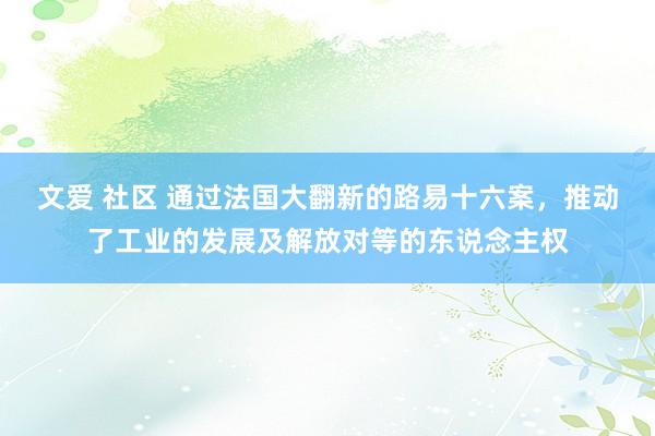 文爱 社区 通过法国大翻新的路易十六案，推动了工业的发展及解放对等的东说念主权