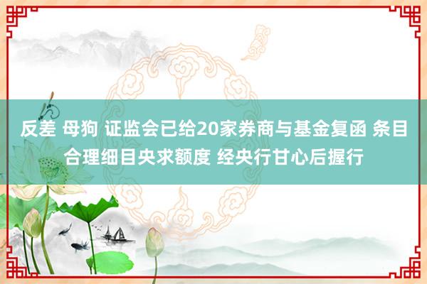 反差 母狗 证监会已给20家券商与基金复函 条目合理细目央求额度 经央行甘心后握行