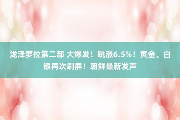 泷泽萝拉第二部 大爆发！跳涨6.5%！黄金、白银再次刷屏！朝鲜最新发声