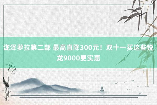 泷泽萝拉第二部 最高直降300元！双十一买这些锐龙9000更实惠