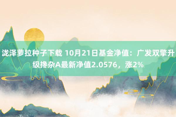 泷泽萝拉种子下载 10月21日基金净值：广发双擎升级搀杂A最新净值2.0576，涨2%