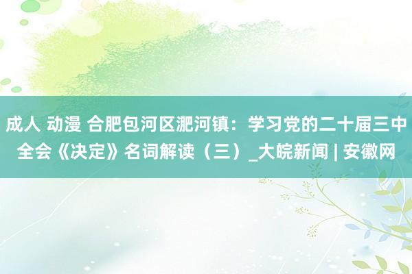 成人 动漫 合肥包河区淝河镇：学习党的二十届三中全会《决定》名词解读（三）_大皖新闻 | 安徽网