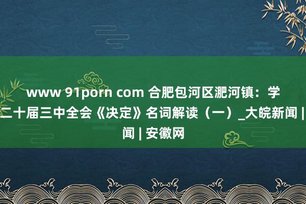 www 91porn com 合肥包河区淝河镇：学习党的二十届三中全会《决定》名词解读（一）_大皖新闻 | 安徽网