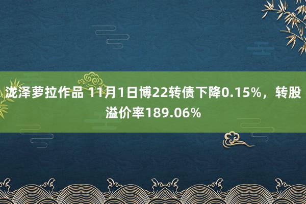 泷泽萝拉作品 11月1日博22转债下降0.15%，转股溢价率189.06%