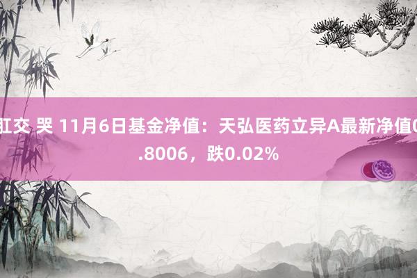 肛交 哭 11月6日基金净值：天弘医药立异A最新净值0.8006，跌0.02%