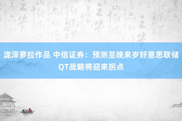 泷泽萝拉作品 中信证券：预测至晚来岁好意思联储QT战略将迎来拐点