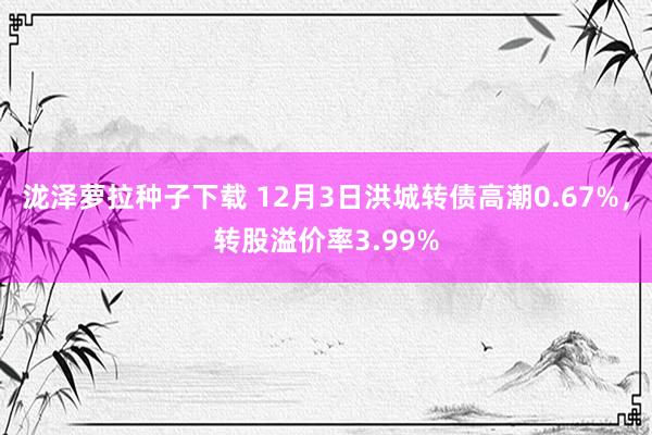 泷泽萝拉种子下载 12月3日洪城转债高潮0.67%，转股溢价率3.99%