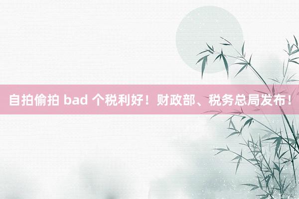 自拍偷拍 bad 个税利好！财政部、税务总局发布！