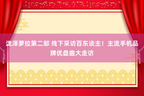 泷泽萝拉第二部 线下采访百东谈主！主流手机品牌优盘曲大走访