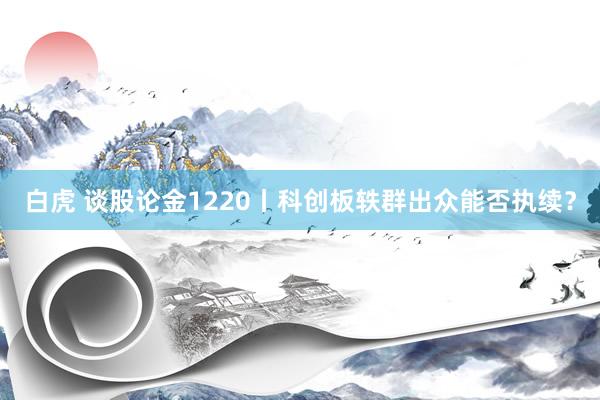 白虎 谈股论金1220丨科创板轶群出众能否执续？