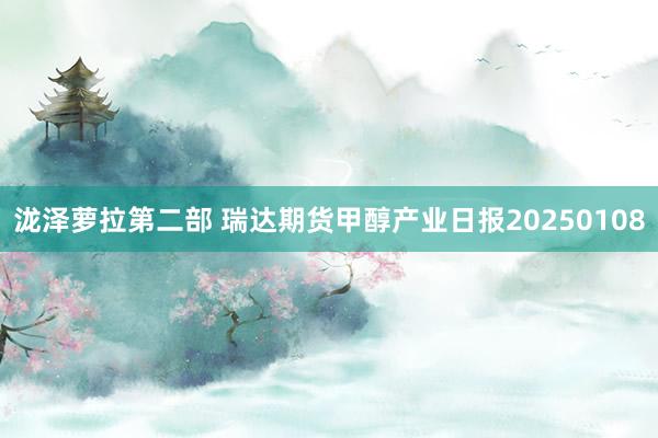 泷泽萝拉第二部 瑞达期货甲醇产业日报20250108