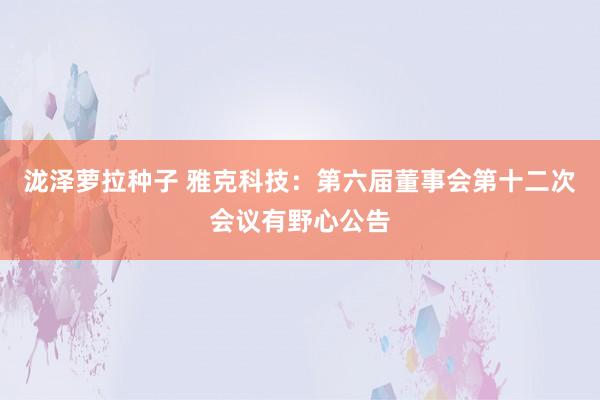 泷泽萝拉种子 雅克科技：第六届董事会第十二次会议有野心公告