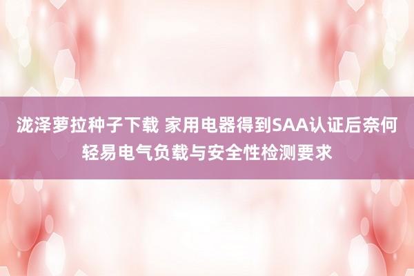 泷泽萝拉种子下载 家用电器得到SAA认证后奈何轻易电气负载与安全性检测要求