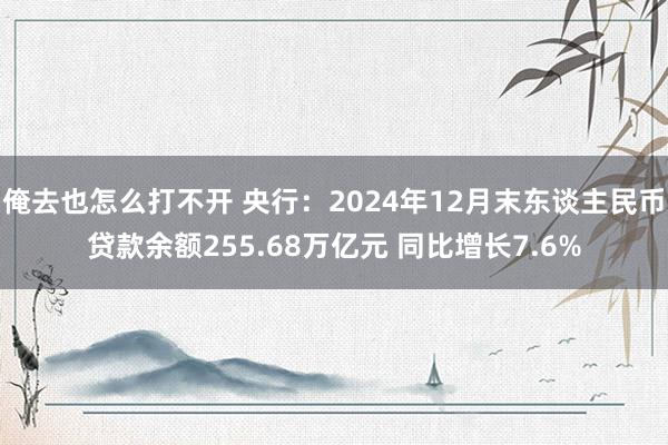 俺去也怎么打不开 央行：2024年12月末东谈主民币贷款余额255.68万亿元 同比增长7.6%