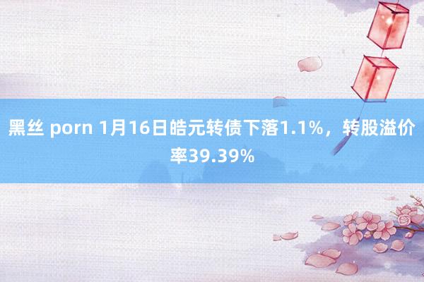 黑丝 porn 1月16日皓元转债下落1.1%，转股溢价率39.39%