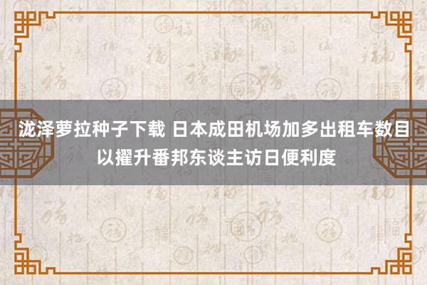 泷泽萝拉种子下载 日本成田机场加多出租车数目 以擢升番邦东谈主访日便利度