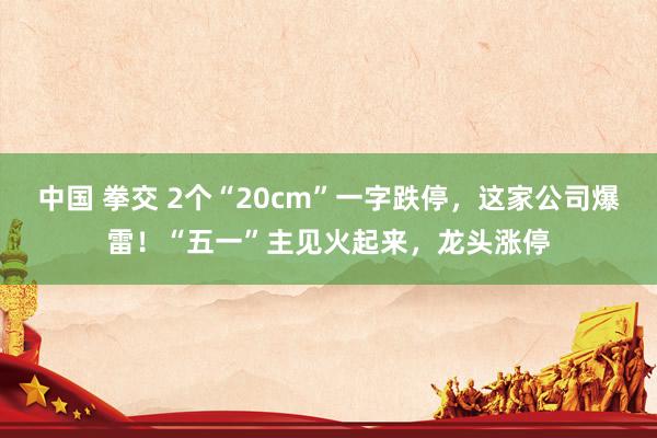 中国 拳交 2个“20cm”一字跌停，这家公司爆雷！“五一”主见火起来，龙头涨停